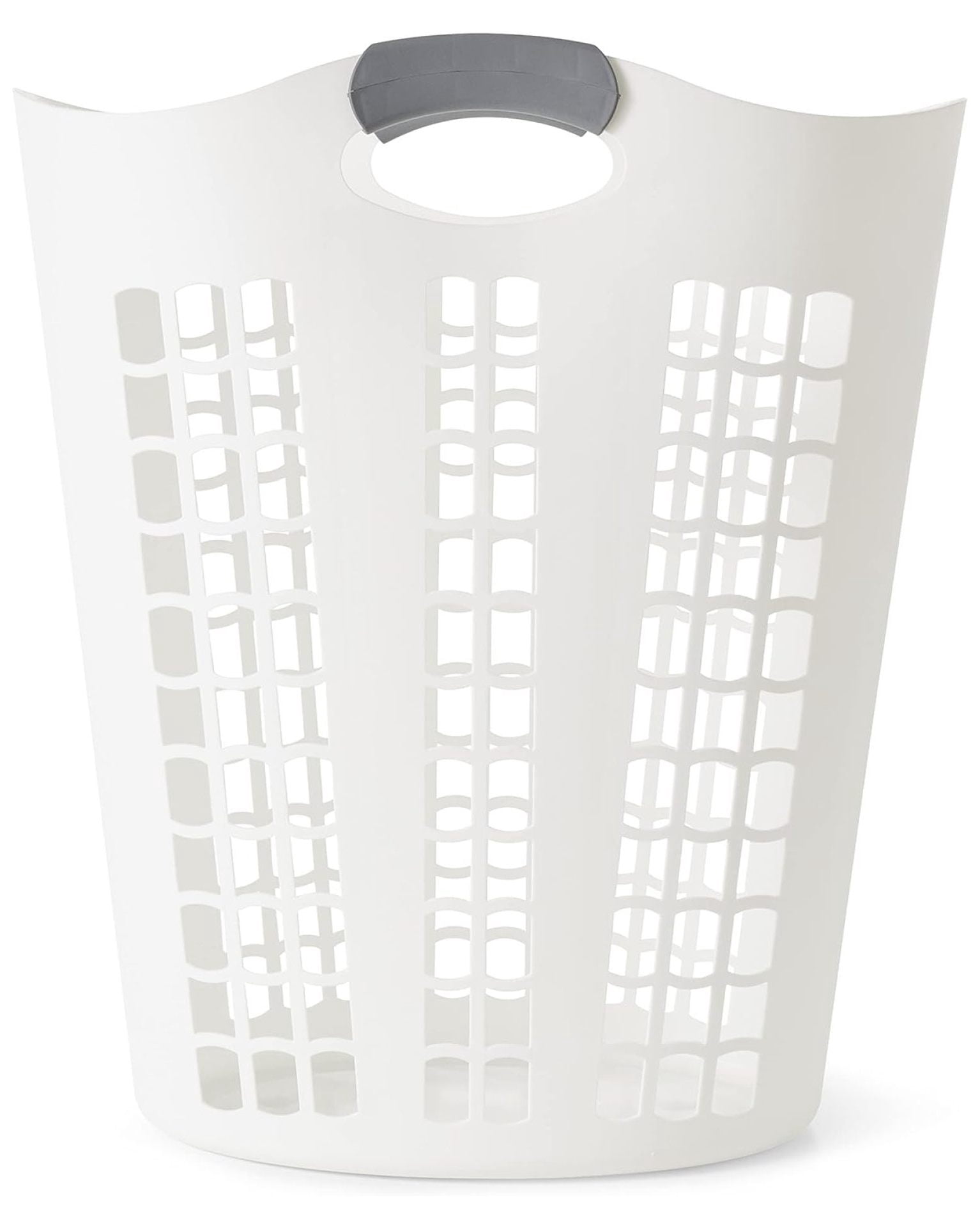 HeSLehs Easy Carry Hamper, Large 87.5 Liter Lightweight Plastic Ventilated Laundry Basket Clothes Bin with Handles, White