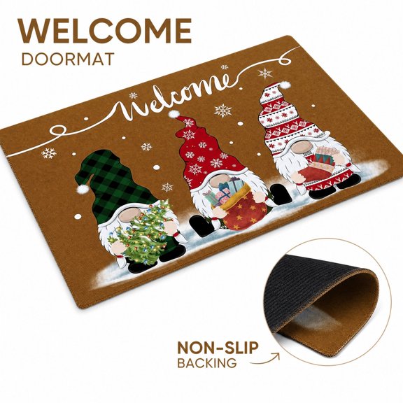 Christmas Door Mat Christmas Rug, Gnomes Funny Outdoor Front Door Mat, Winter Door Mat Outdoor