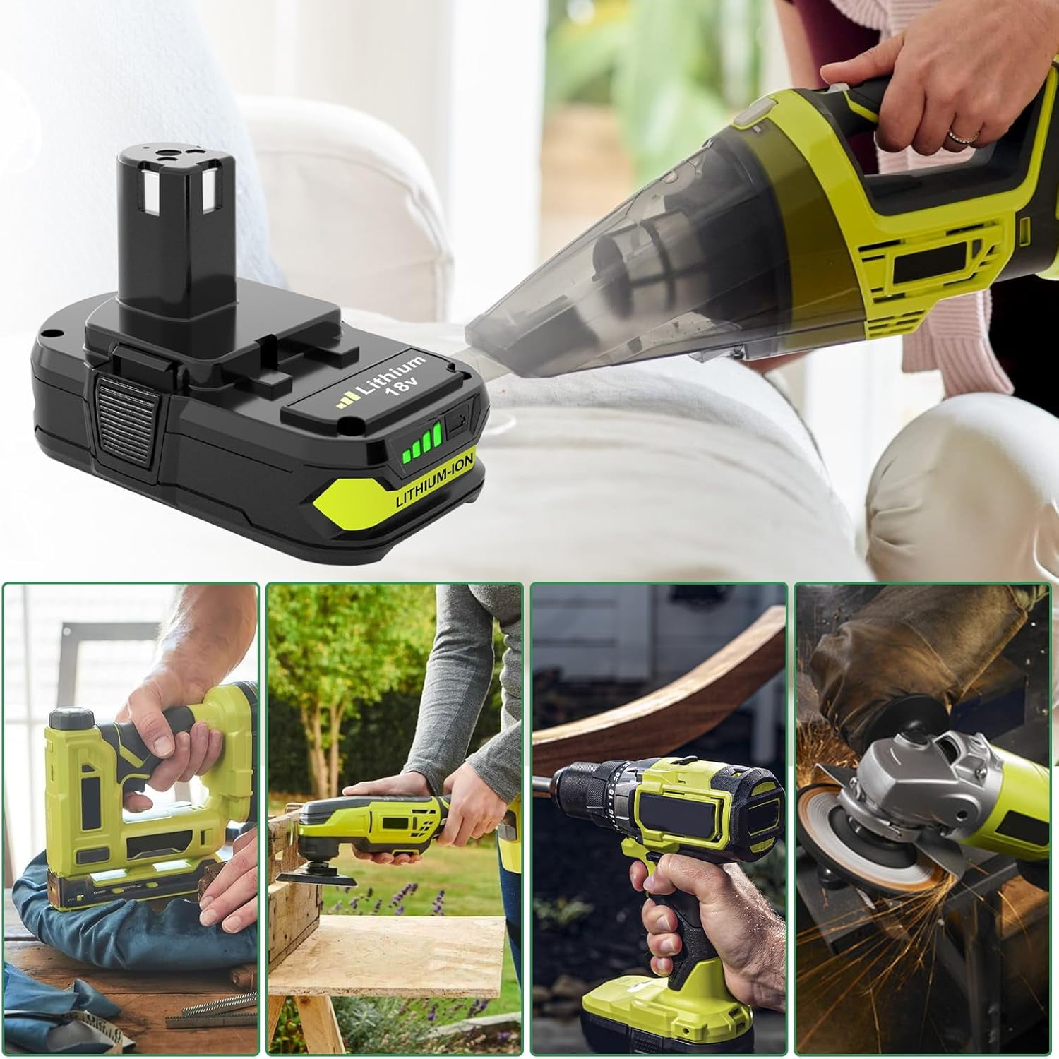 2Pack 18Volt P102 Replace for Ryobi 18V Batteries and Charger Combo for 18 Volt ONE+ P103 P104 P105 P107 P109 P190 P191 P122