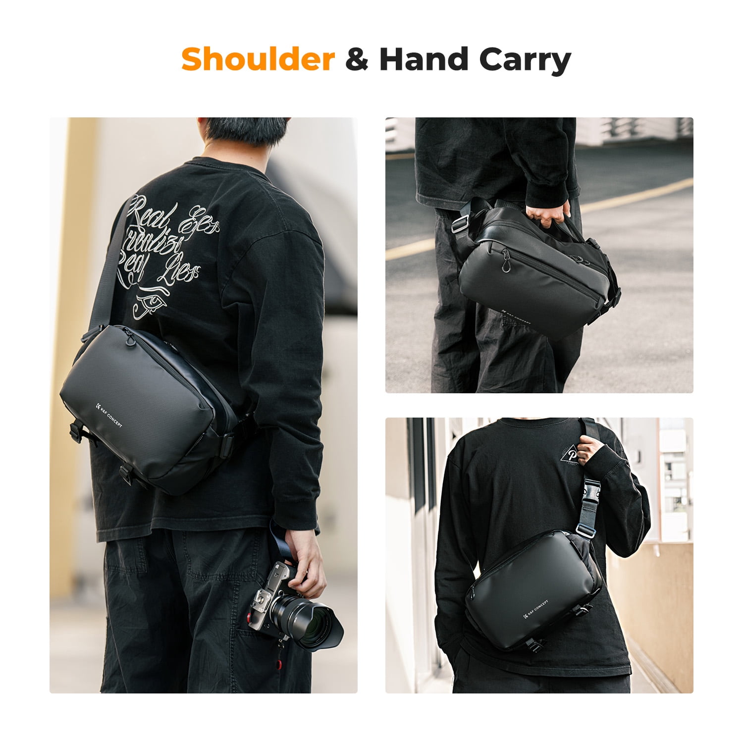K&F Concept Alpha Camera Sling Bag 10L Photography Shoulder Bag, Urban Wander 01 (Black )