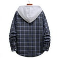 thumbnail image 5 of YAYUBA Men's Flannel Hoodie Shirts Plaid Casual Button Down Long Sleeve Lightweight Hooded Button Up Shirt with Pockets, 5 of 6