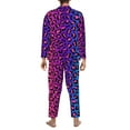 thumbnail image 5 of Bingfone Men'S Pajama Set 2 Piece Loungewear Pjs, Long Sleeve With Pajama Pants-Leopard Neon Rainbow Gradient, 5 of 9