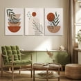 thumbnail image 2 of Terracotta Framed Boho Wall Art Set of 3, Mid Century Modern Abstract Wall Decor,Minimalist Leaf Art Neutral Geometric Wall Decor Canvas Prints Ready To Hang for Living Room Wall Decor 12"x16", 2 of 13
