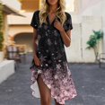 thumbnail image 2 of UoCefik Aline Dresses For Women 2025 Casual Floral Short Sleeve a Line Dress Elegant V Neck Beach Summer Sundress Business Party Flowy Dresses Purple L, 2 of 4
