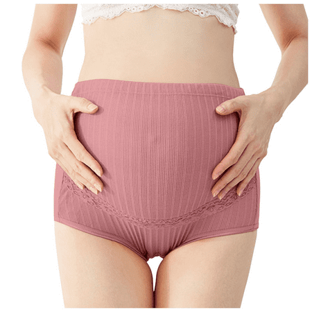 Fulorrnie Women s High Waisted Cotton Panties Tummy Control Adjustable Lace Trim Soft Breathable Underwear for Daily Support  Watermelon Red  XXL