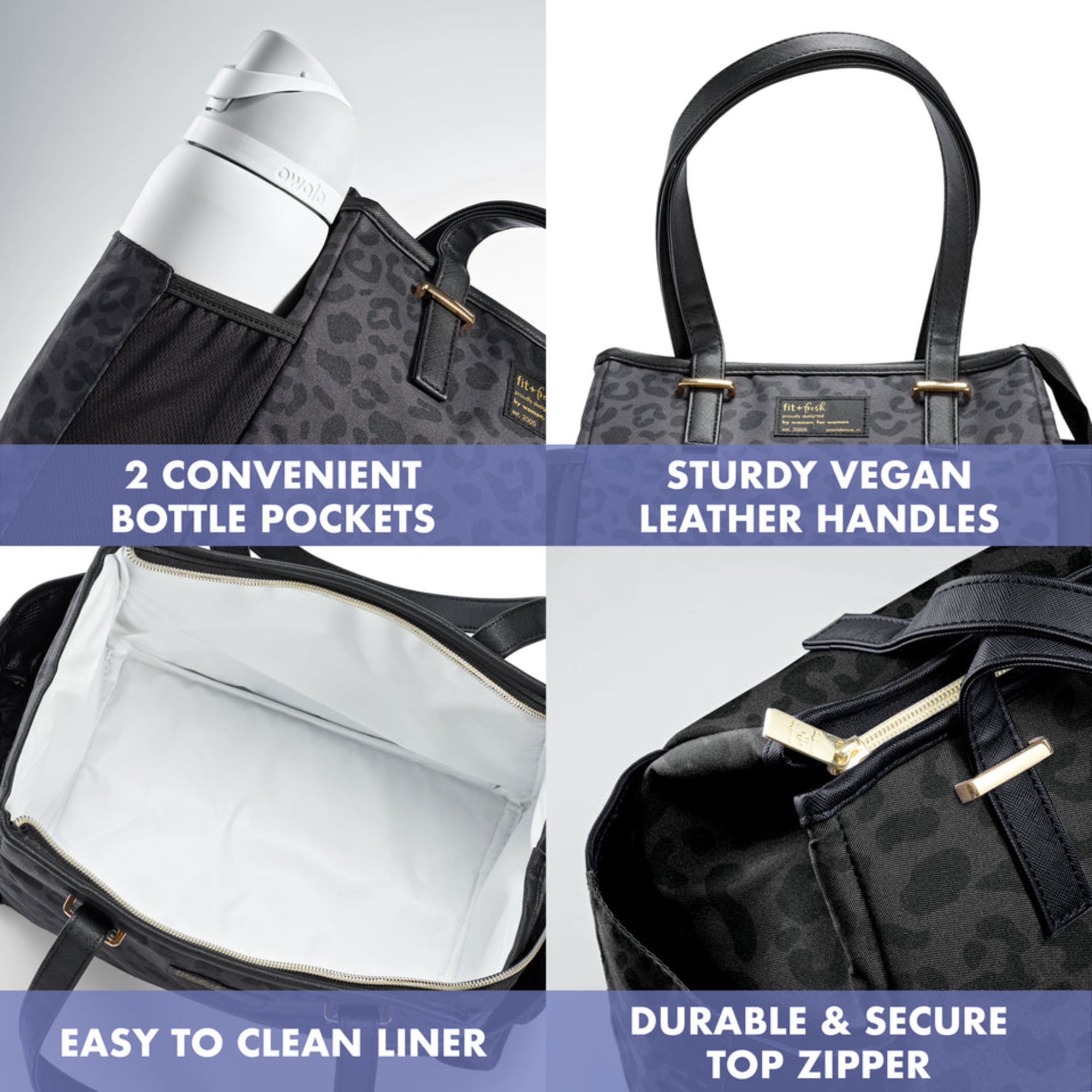 Fit & Fresh 7452TCX3128 Copley Lunch Bag Kit - Cheetah Black