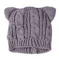 thumbnail image 2 of Kilaqueen Cat Ears Knit Beanie Hats for Women Teen Girls Solid Color Kawaii Cat Beanie Cap Y2k Stretchy Comfortable Winter Warm Hat, 2 of 5