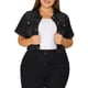 thumbnail image 1 of Chaqueta de mezclilla para mujer Agnes Orinda, talla grande, de manga corta, con botones, chaquetas de mezclilla recortadas 2X negra, 1 of 6