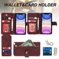 thumbnail image 3 of ELEHOLD Luxury Wallet Case for iPhone 13 Pro (6.1") Card Slots Zipper Purse Stand Function with Crossbody Strap Wrist Strap PU Leather Shockproof Case for iPhone 13 Pro,Winered, 3 of 8