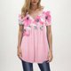 thumbnail image 2 of Camisas de Manga Corta para las Mujeres Casual V-Cuello Imprimir Top, Moda Poliéster/Spandex Blusa de Verano para Diario, 2 of 6