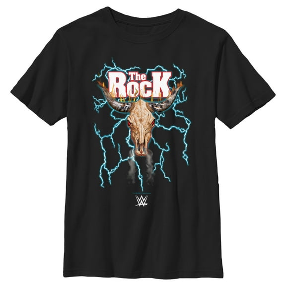 Boy's WWE The Rock Electric Bull Logo Graphic Tee Black X Large