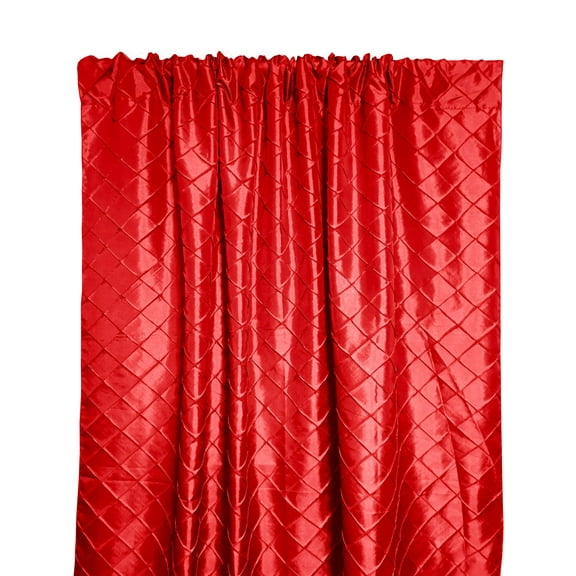 Pintuck Taffeta Cross Stitch Pattern Single Curtain Panel 54 Inch Wide Red