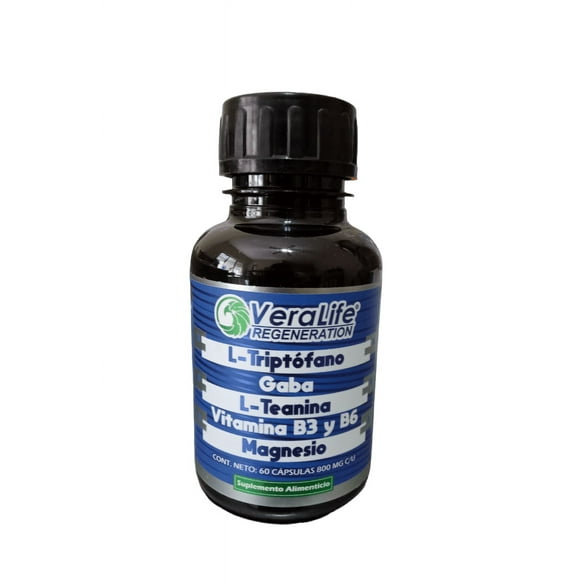 Frasco Veralife Triptofano Capsulas de aminoacidos vitaminas y minerales