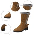 thumbnail image 7 of JHOKCI Womens Plush Lined Winter Boots Low Heel Wide Calf Side Zipper Cozy Warm Mid Calf Snow Boots, 7 of 7