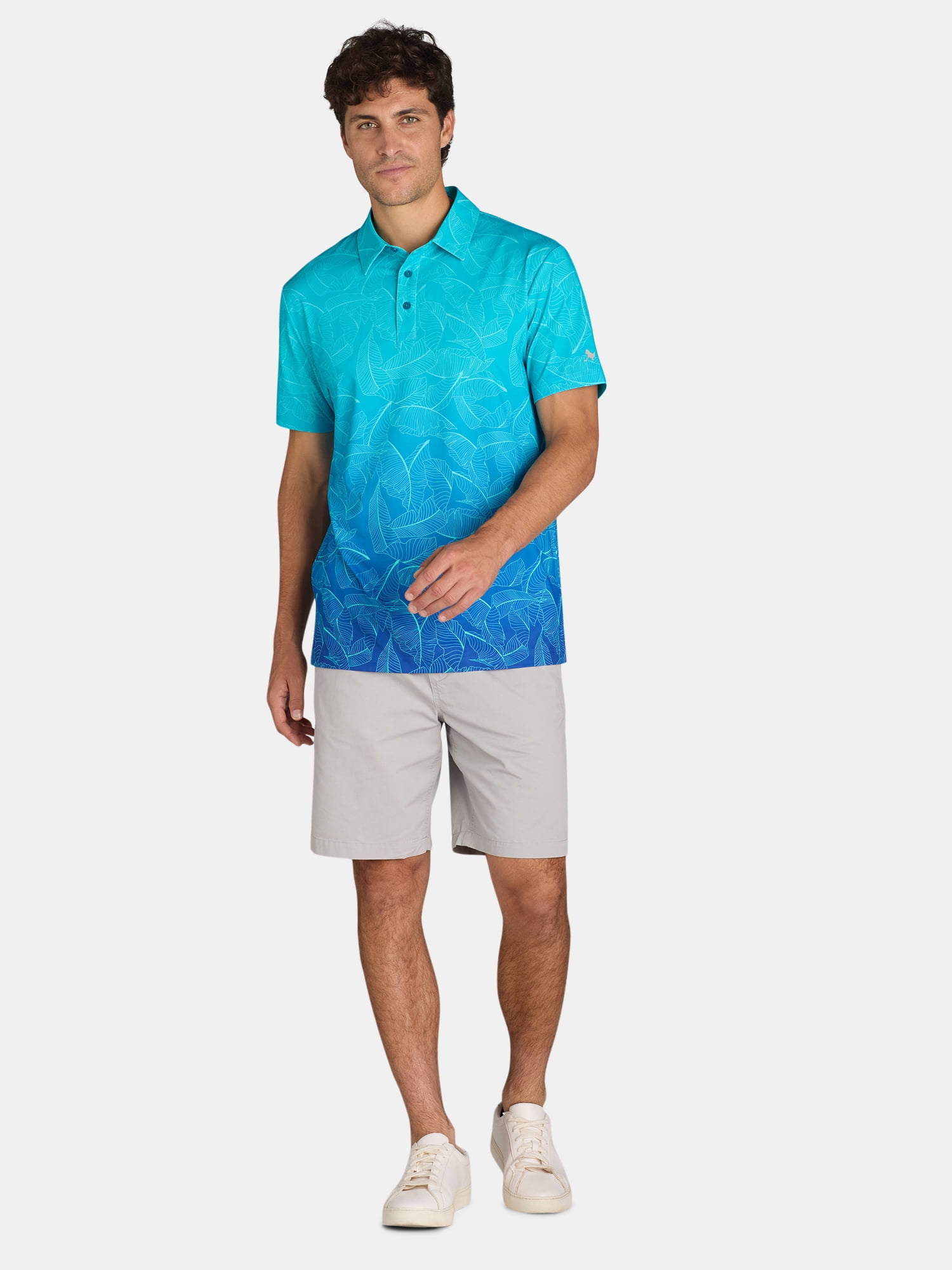 Birdie Bound Men's and Big Men’s Printed Golf Polo Shirt with UPF50+, Sizes S-3XL