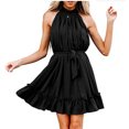 thumbnail image 1 of Vestido de verano para mujer sin mangas con hombros descubiertos y botones de color sólido Pompotops ghjkhdj5743, 1 of 7