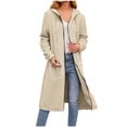 thumbnail image 2 of Otntypg Women's Zip Up Hoodies Drawstring Long Sleeve Fall Tunic Hooded Sweatshirt Loose Oversized Fleece Jacket with Pockets Fall Cardigan Outwear Coats 2025 Khaki XL, 2 of 6