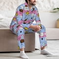 thumbnail image 5 of Salouo Bees And Daisies Striped Print Button-Front Long Sleeve Pajama Set for Men, Soft 2Pjs Men's Long Sleeve Sleepwear -X-Large, 5 of 7