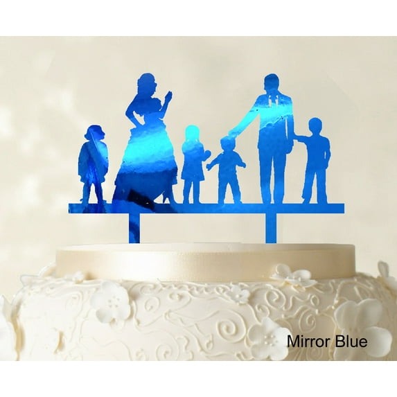"Personalized Family Cake Topper Custom Silhouette Wedding Cake Topper Cake Decorations Option Available 6""-7"" Inches Wide"
