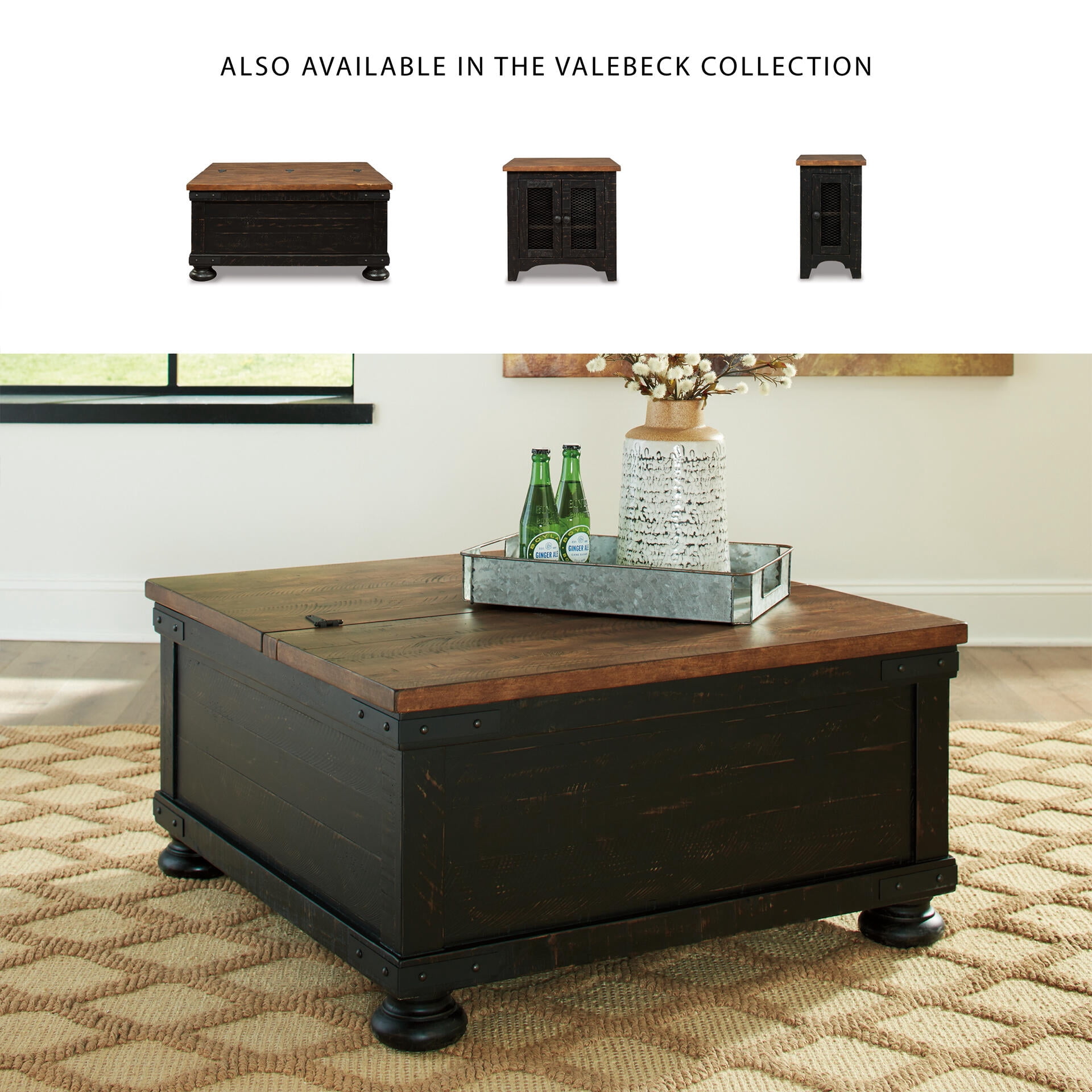 Signature Design by Ashley Casual Valebeck Coffee Table with Lift Top Black/Brown