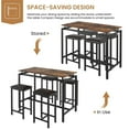 thumbnail image 5 of 5 Piece Bar Table Set, Kitchen Counter Height Table with 4 Stools, Space Saving Pub Table Set for 4 Person with Metal Frame, Wood Dining Table & Chair Set for Breakfast Nook Pub Bistro, B1416, 5 of 9