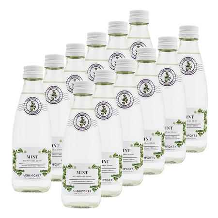 Agroposta Mint Water: 100% Natural, Low Calorie - Assorted 12 Pack Mint Flavored Water