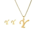 thumbnail image 1 of Fiudx Conjunto de Collar de Moda, Colgante con Letras En Inglés, Elegante Diseño de Aleación de Oro, Regalo para Mujer, Promoción Publicitaria, Inauguración de Casa, Cumpleaños, Pendientes Compactos, 1 of 2