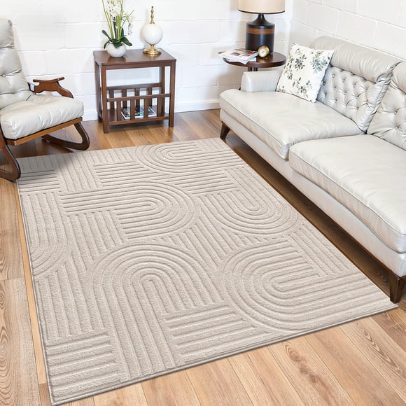 SHACOS Tapis Doux et Moelleux à Poils Longs 4'x5'3 Pouces Antidérapant Lavable Moderne Résistant aux Taches Contemporain