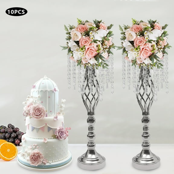 10 Pcs Crystal Flower Stand Wedding Centerpieces for Tables, 21.7in/55cm Tall Elegant Metal Flower Arrangement Stand, Tabletop Metal Flower Vase for Wedding Party Dinner Event Hotel Home Decor