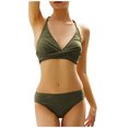thumbnail image 5 of Hicidod Bikini Sets for Women Summer Beach Tummy Control Swimsuits Modest High Waisted Fashion Solid Halter 2 Piece Bathing Suits, 5 of 7