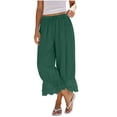 thumbnail image 2 of Pounoo Womens Capri Pants Drawstring Waist Cropped Length Floral Embroidered Hem Trim Capris Relaxed Fit Casual Summer Lightweight Womens Casual Cropped Trousers, 2 of 6