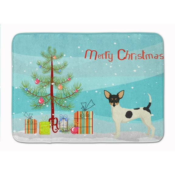 Toy Fox Terrier Christmas Tree Machine Washable Memory Foam Mat