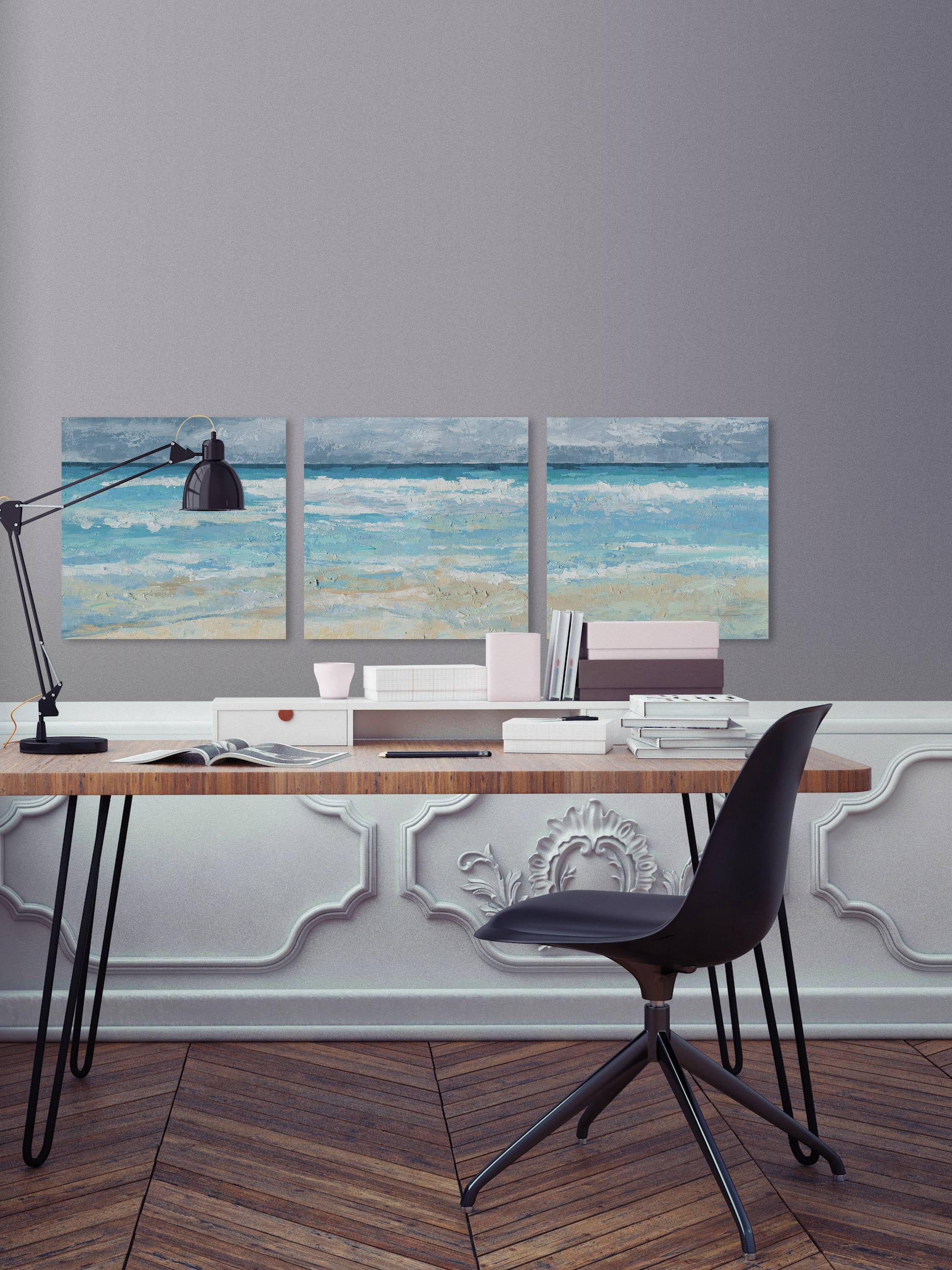 Parvez Taj Handmade Tamed Sea Triptych 144 x 48