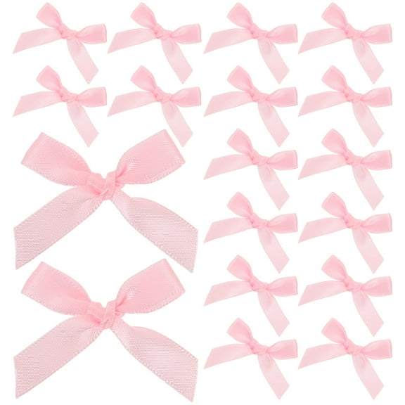 OFFIGAM 100pcs DIY Hair Accessories in Pink Satin Ribbon Bows for Birthday Party Celebrations Gifts