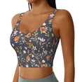 thumbnail image 2 of Goofa Wildflowers Printed Sports Bras for Women, High Impact Running Bra Workout Crop Tank Tops Longline Sports Bra Push up-, 2 of 9