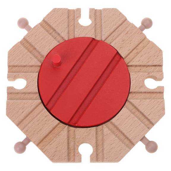Wooden Train Track Accessories Railway Toy for Toddler Wooden Railway Turntable Compatibles with Most Other Rails Brand