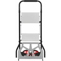 Towallmark Aluminum Hand Truck, 2 in 1 Folding Ladder Cart 220 lb Capacity with Wheels, Collapsible Dolly with Anti Slip Pedal for Home Factory Office, Lightweight Portable