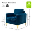 thumbnail image 2 of Velvet Upholstered Club Accent Chair Lounge Armchair Single Sofa Removable Backrest Golden Legs Home Living Room Bedroom Blue, 2 of 6