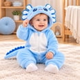 thumbnail image 5 of CUZIBR Baby Halloween Costumes Boy Girl Fuzzy Onesie Animal Romper Jumpsuit Hooded Zip Up Long Sleeve Soft Cosplay Party Clothes,Blue,3-6 Months, 5 of 8