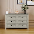 thumbnail image 2 of Glavbiku Retro Farmhouse Wooden 6 Drawer Dresser ,Storage Cabinet for Bedroom,Anitque Gray, 2 of 10