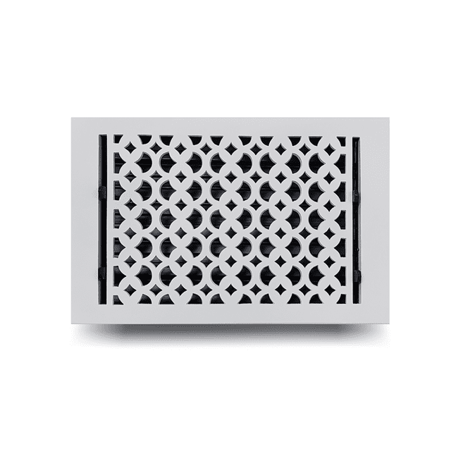 8x12 Floor Vent Cover Register with Damper VR100 – Tudor Mushroom Design, Cast Aluminum, Powder Coated, Repaintable – For Floors, Walls & Ceilings