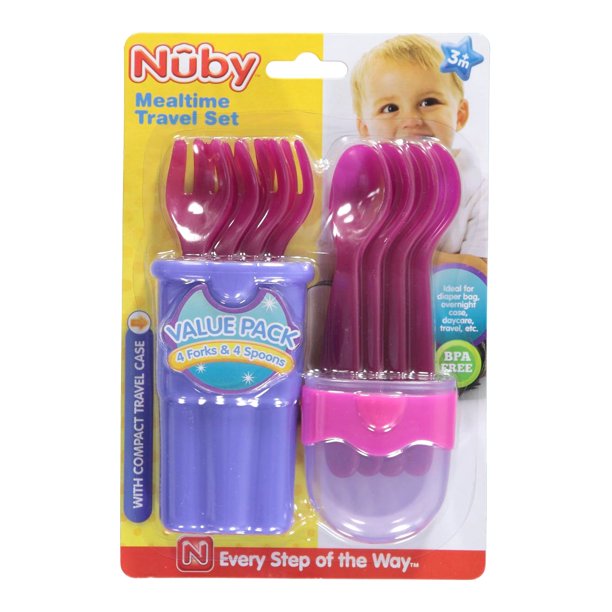 Nuby Baby Mealtime Travel Set With Case purple, one size