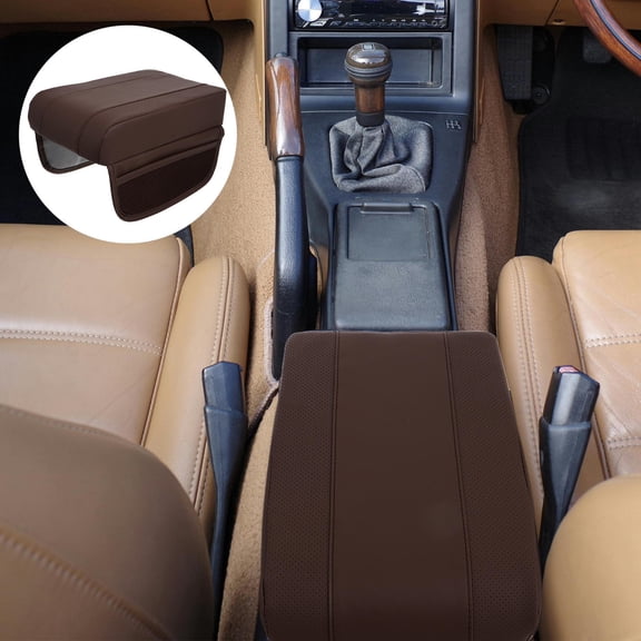 ELAYARD Brown PU Universal Car Center Console Armrest Cushion Cover, Scratch Resistant and Comfortable