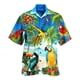 thumbnail image 5 of Camisa hawaiana de manga corta con estampado floral de loro en 3D de verano para hombre, blusa de moda con un solo pecho para hombre, 5 of 5