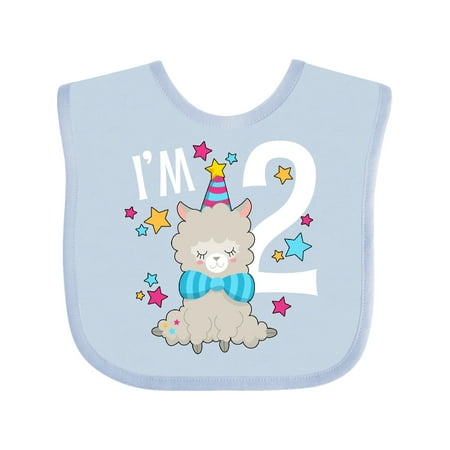 

Inktastic I m Two- cute llama second birthday Gift Baby Boy or Baby Girl Bib