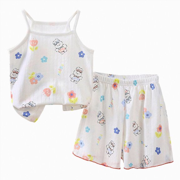 mgoYE Girls Toddler Summer Clothes Set Size 12-18 Months Infant Girl Summer Clothes Girls Outfit Fruit Print Sleeveless Tank Top and Shorts Set