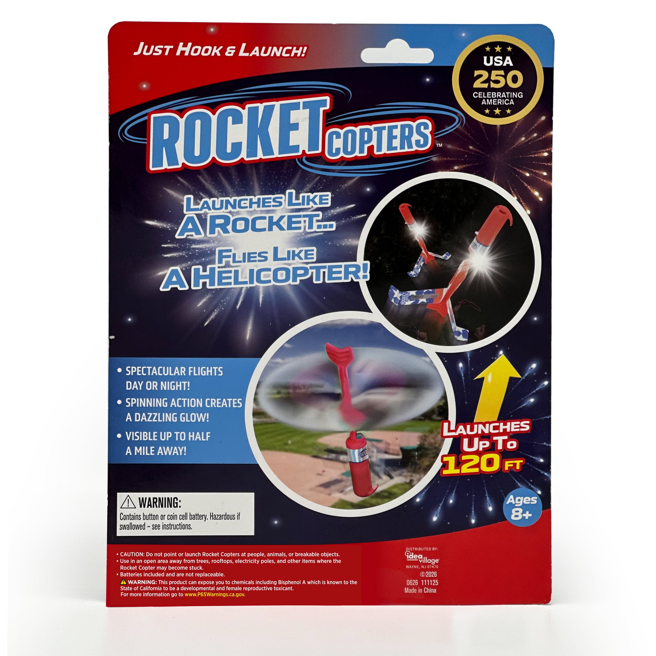 Rocket Copters LED Light-Up Slingshot Helicopters for Outdoor Fun