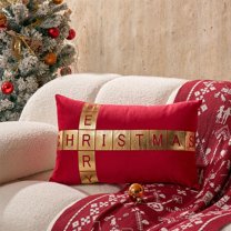 Christmas Velvet Pillowcase - Red/White/Green Suede Sofa & Bed Pillow Cover - 50x30cm Holiday Decor for Living Room & Bedroom