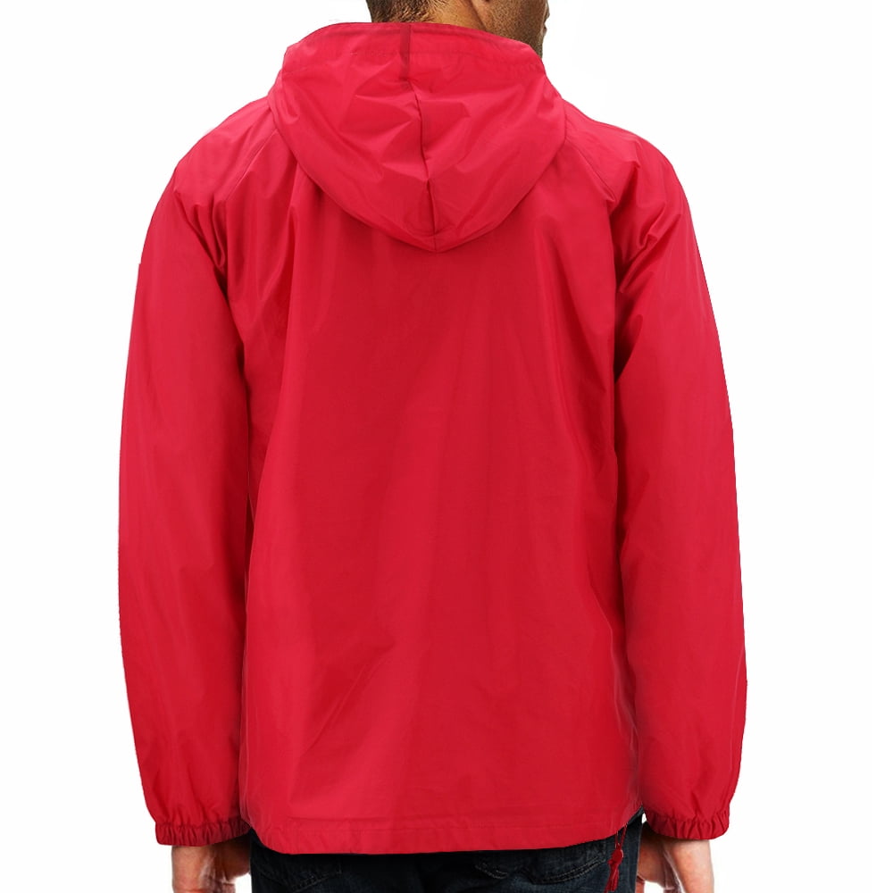Men's Water Resistant Windbreaker Hooded Half Zip Pullover