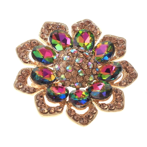 Medium Crystal Flower Brooch